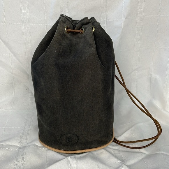 Hermes Black Canvas Matelot Marcel Bucket Backpack Polochan Mimil 90s Vintage - Picture 1 of 16